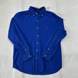 Ralph Lauren Shirt XL Blue Featherweight Mesh Button Down Long Sleeve red pony